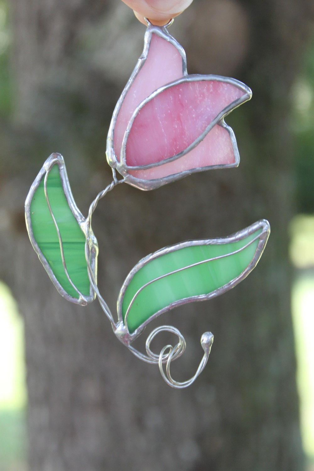 Pink Whimsical Tulip - Window Ornament