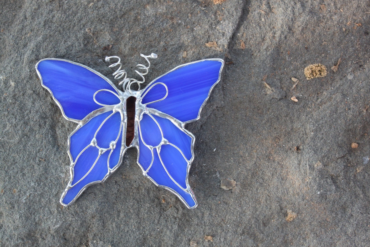 Blue Stained Glass Butterfly