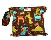 Wet Bag with Zipper and Waterproof Lining - Dino Dudes - FAST SHIPPING