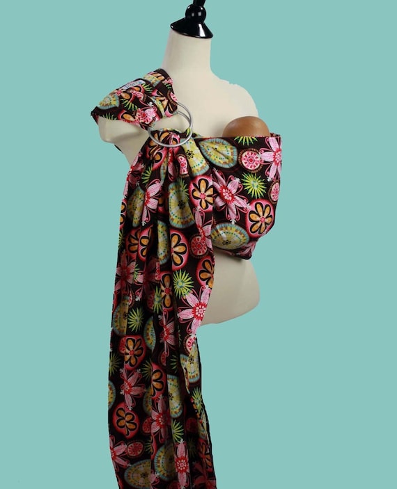 Baby Carrier Ring Sling Baby Sling - Floral Fireworks - Instructional DVD Included - FAST SHIPPING