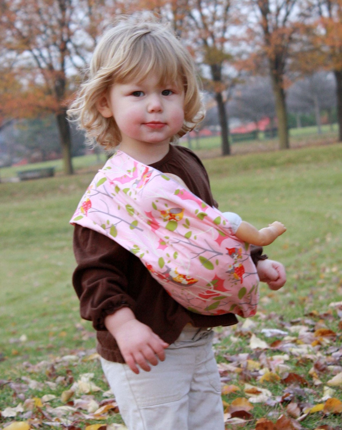 Baby Doll Sling Toy Pouch Style Doll Carrier - Whoo Forest Pink - FAST SHIPPING