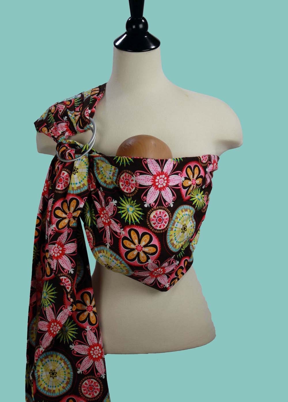 Baby Carrier Ring Sling Baby Sling - Floral Fireworks - Instructional DVD Included - FAST SHIPPING