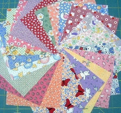 Quilt Fabric Charm Squares -30's and 40's Reproduction Prints - SEW FUN QUILTS Time Saver Quilt Kit