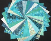 Turquoise Quilt Fabric Charm Squares - Turquoise Aqua Teal - SEW FUN QUILTS Time Saver Quilt Kit