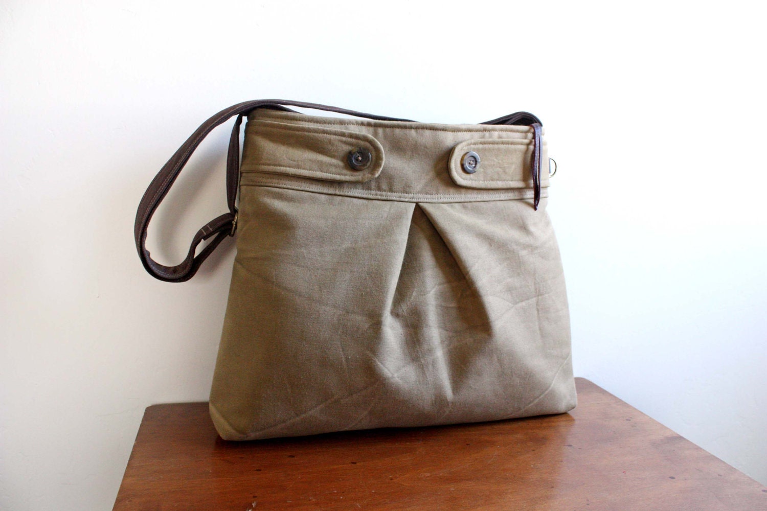 Nora Tote/Handbag in Distressed Taupe Canvas--Ready to Ship---Save 10% w/ code SAVE10