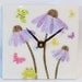 Purple Lavender Whimsical Cone Flower Ceramic Tile Wall Clock No. 587 (6 inches)