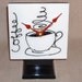 Desk or Shelf Clock - Black and White Coffee Cup Ceramic Tile Desk Clock No. 816 (4-1/4 x 5-1/2inches)