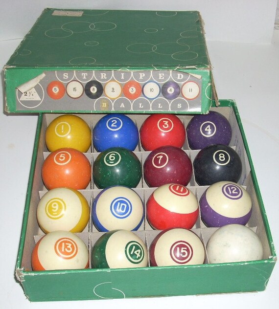 Vintage Striped Pool Billiard Balls Belgium by diantiques on Etsy