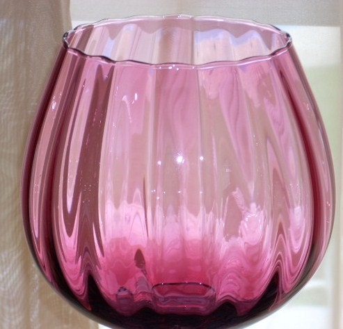 Mid Century Colony Italian Glass 18 in Cranberry Architectural Goblet Bowl
