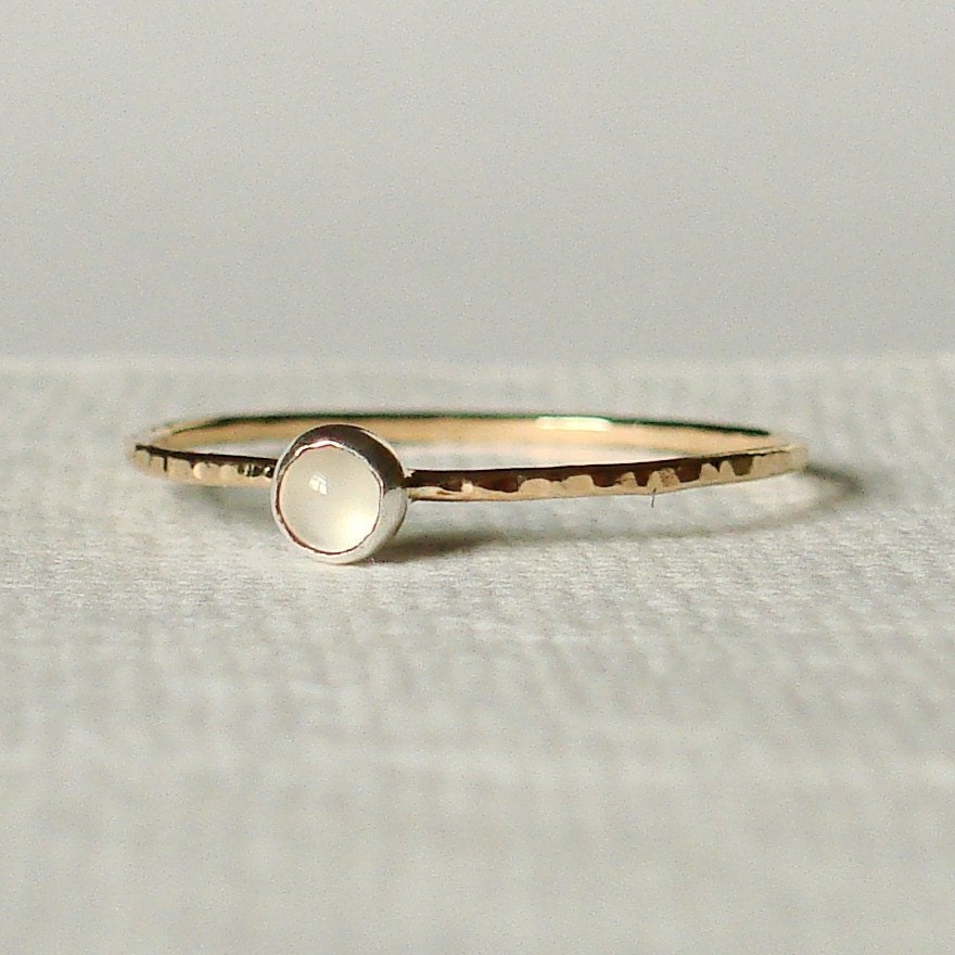 Choose a Stone - Dottie Thread of Gold - Simple and Sweet Skinny Moonstone Stacking Ring - Thin Delicate Jewelry