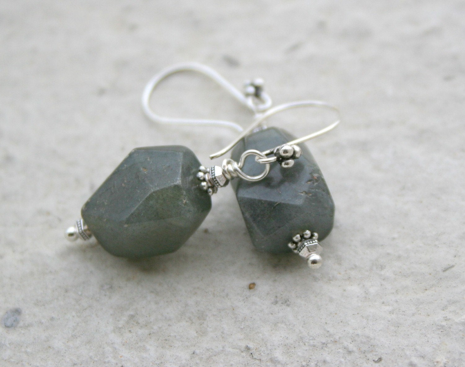 Handmade Labradorite and silver earrings