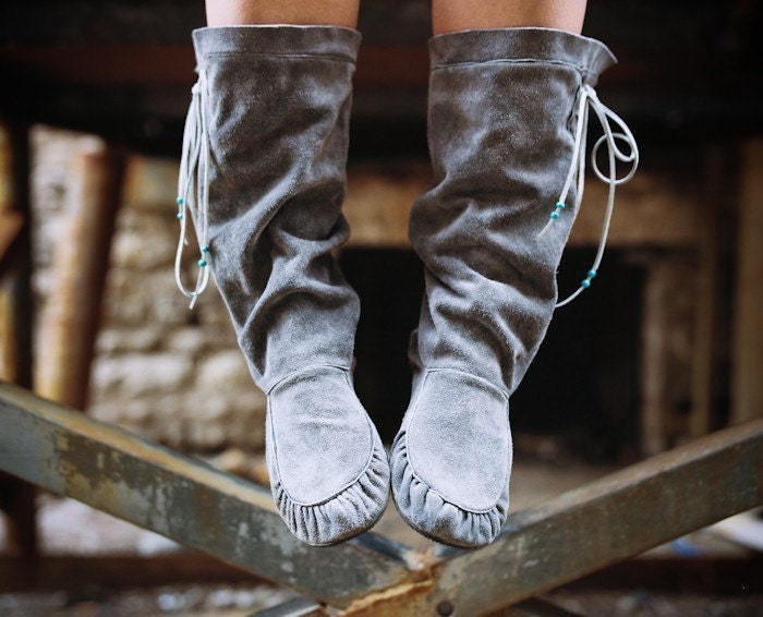Soft Hand Made Leather Scrunch Boots Made to Order in 6 Different Color Choices