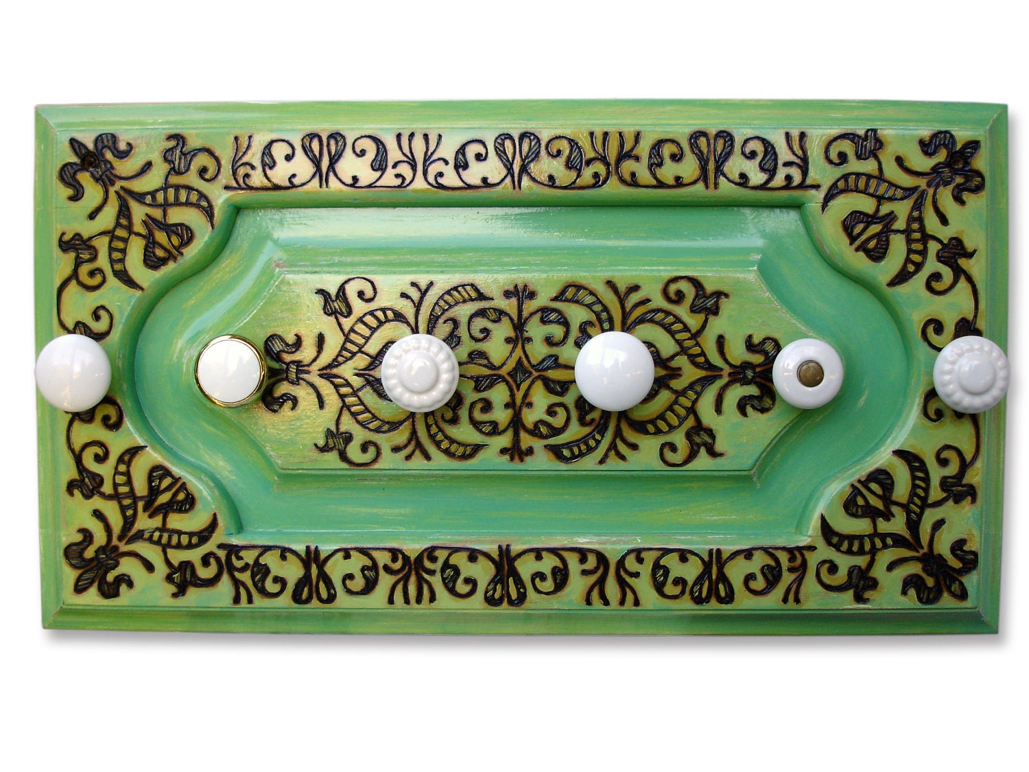 Original Hand Painted and Wood Burning - Coat and Jewelry Hanger