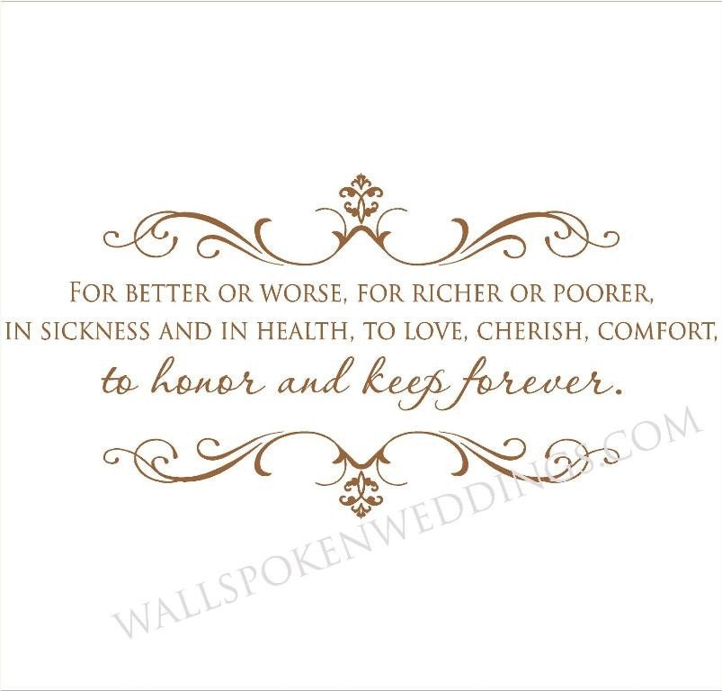 FOR BETTER OR WORSE Vow Decal Wedding Decorations Wall