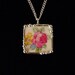 Broken china jewelry pendant necklace square antique china rose porcelain