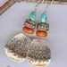 Sterling Silver Tribal Earrings with Turquoise, Red Coral and African Bone Beads - Artisan Metalwork Earrings - Handmade Bohemian Jewelry