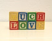 much love - vintage wooden letter blocks