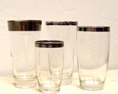 50% off vintage silver rimmed glasses, set of 4