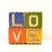 vintage wooden letter blocks - love