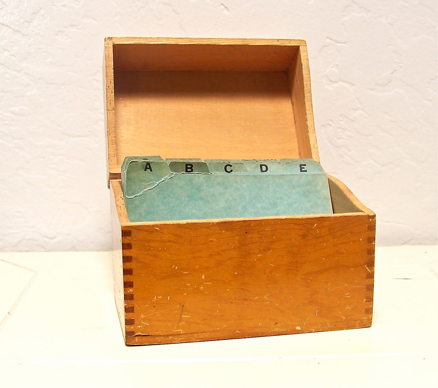 vintage wood card file box dovetailed with by vintagebyalexkeller
