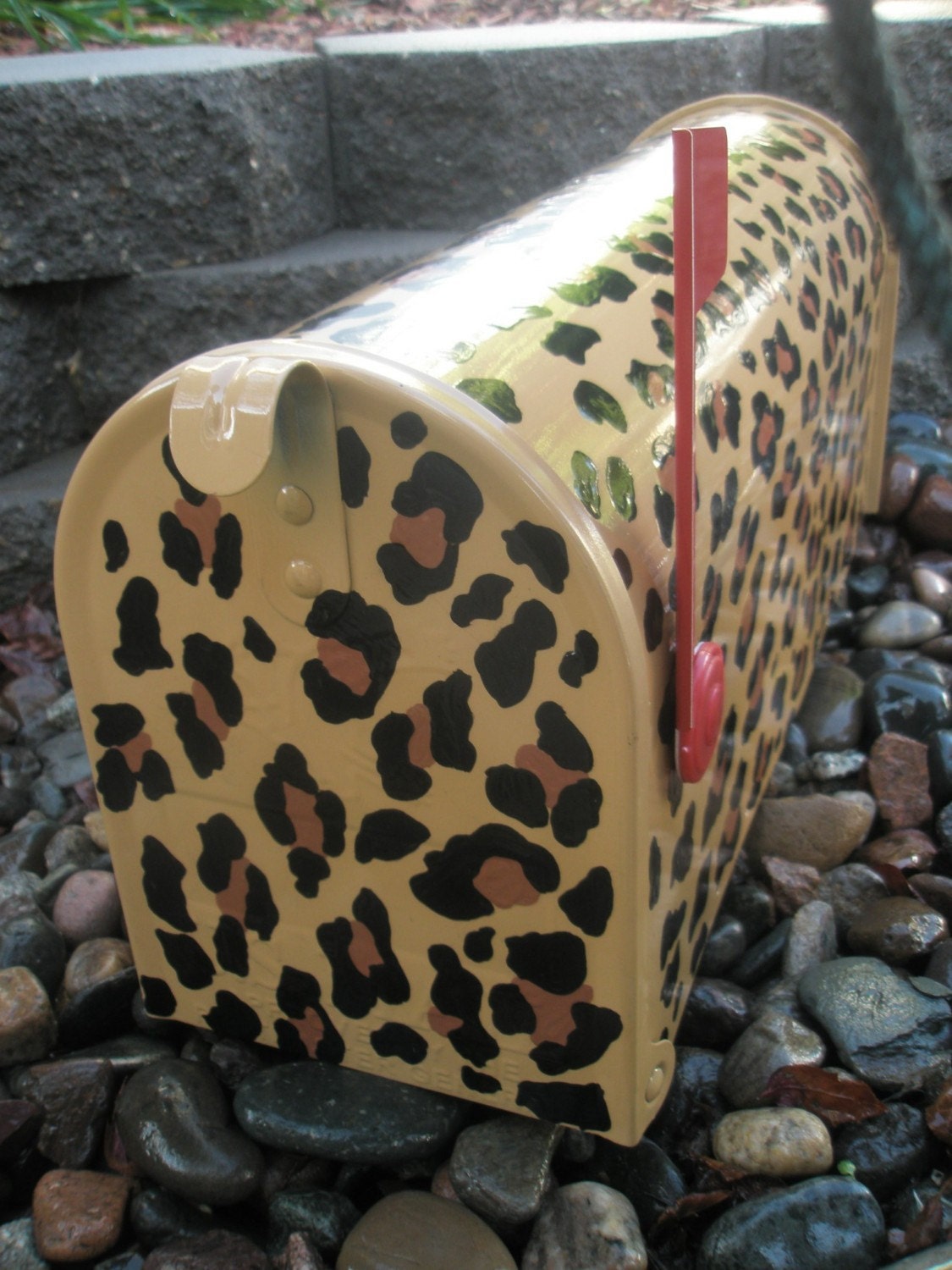 Custom Hand Painted Mailbox Leopard Print