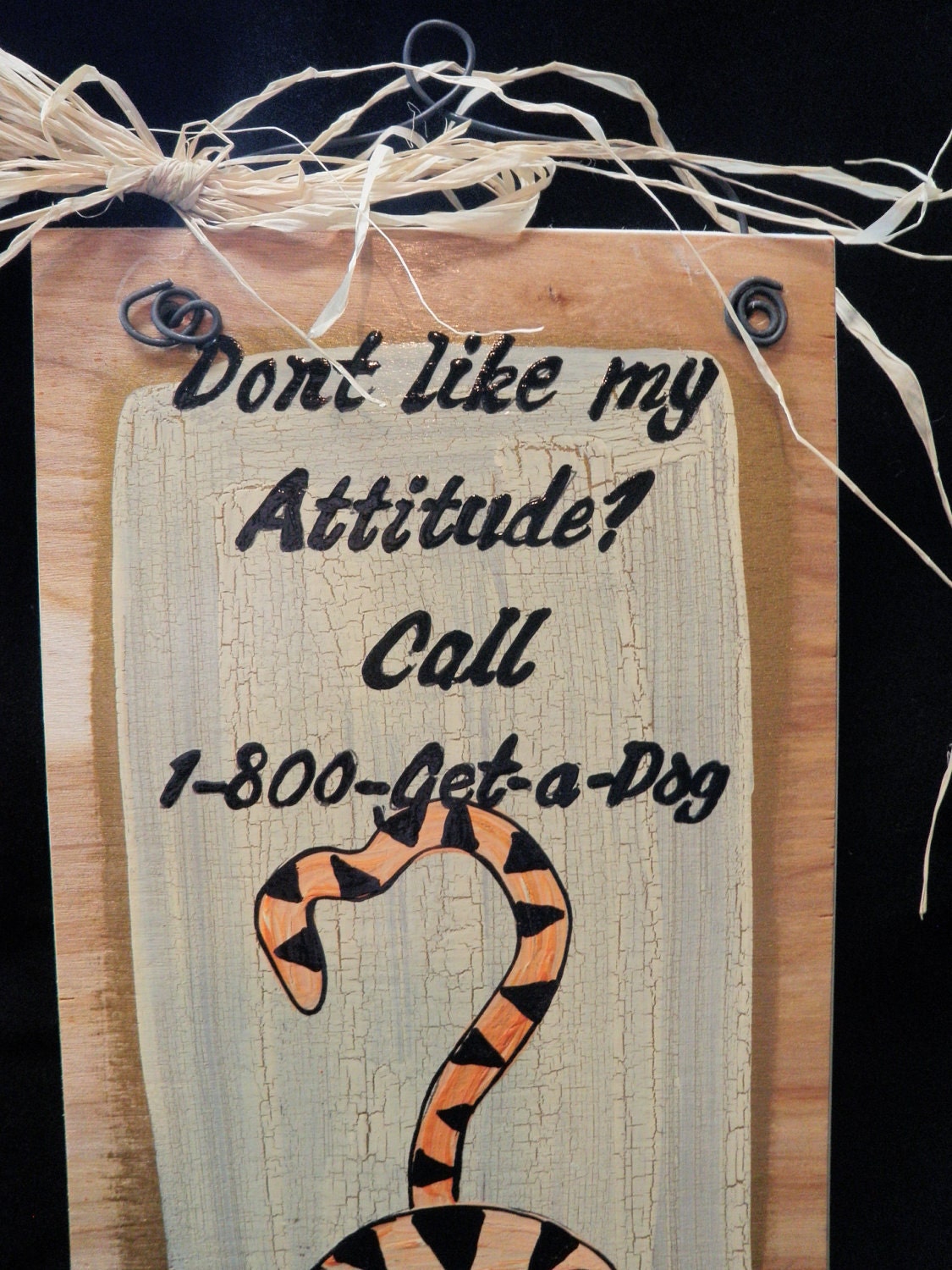 Hand Painted Cat with attitude  Wooden hanger