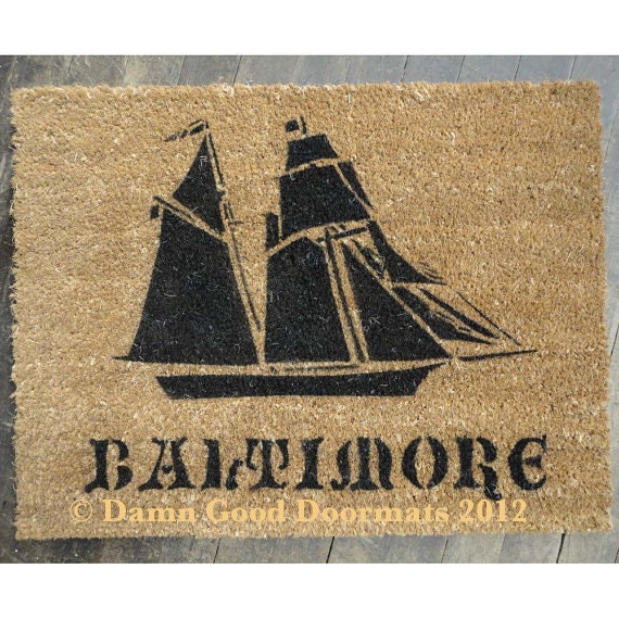 Pirate ship doormat- The Pride of Baltimore- Hand Painted door mat