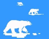 Floating 8-Bit Polar Bears 8 X 10 digital art print