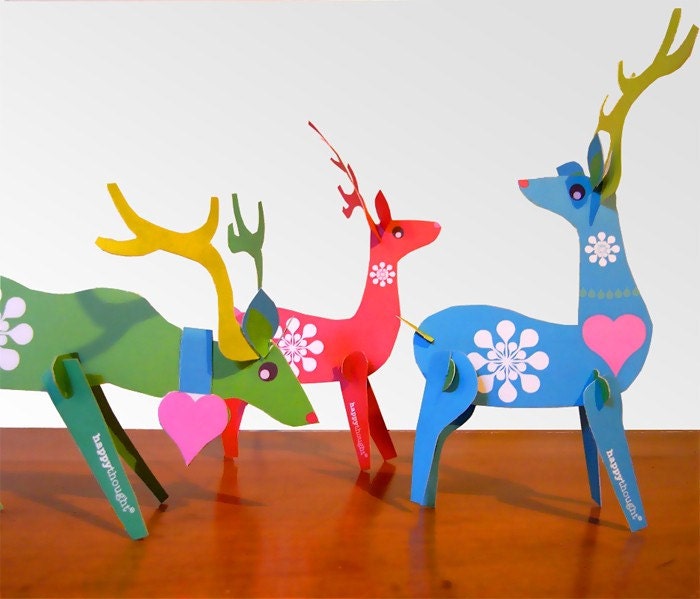 Reindeer paper ornaments PDF kit