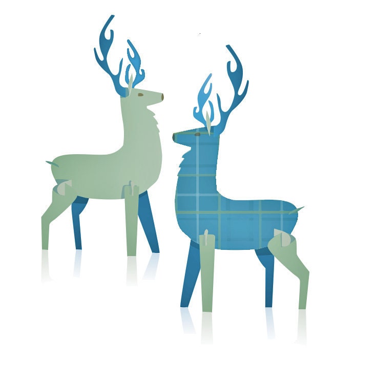 Scottish Stags paper ornaments printable PDF kit Il_570xn