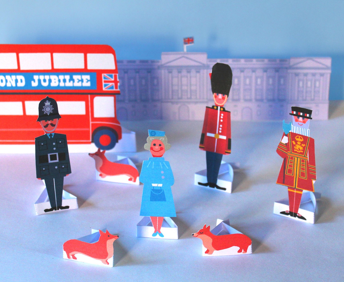 Diamond Jubilee paper figures, transport and Buckingham Palace printables PDF templates play set
