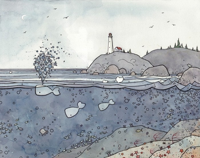 Whales at the Coast Print 8x10