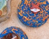 Fiber Arts Silk Tapestry Trinket Box - Smiling Fox