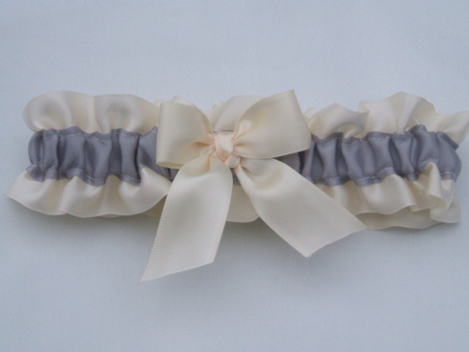 Wedding Toss garter Ivory With Silver Satin