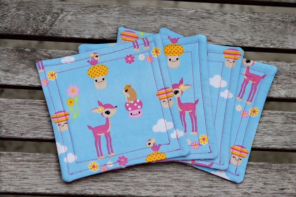 Enchanted Forest - Reversible fabric coasters