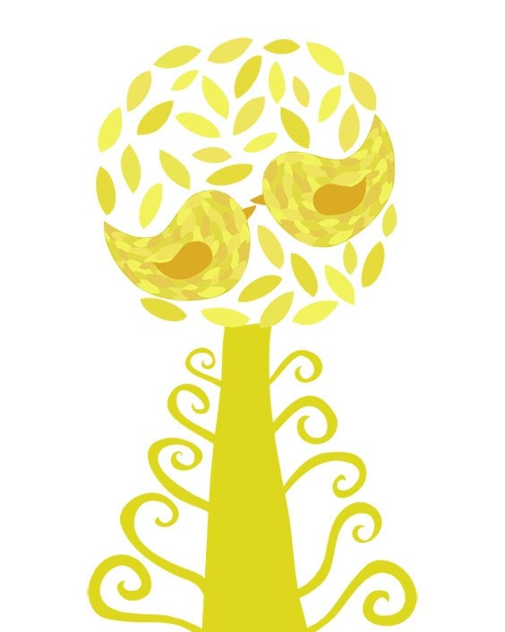Birds in Tree - 8x10 Art Print