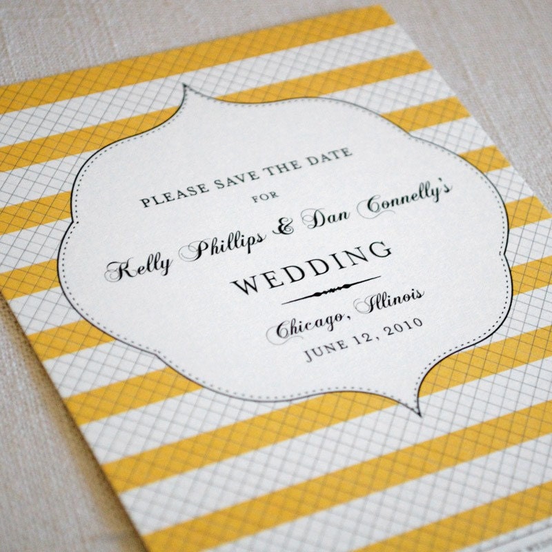 Striped save the date and invitation