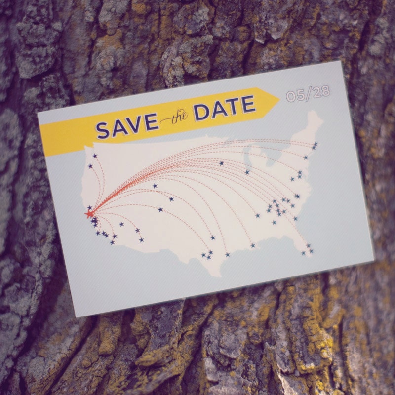 Map save the date postcards