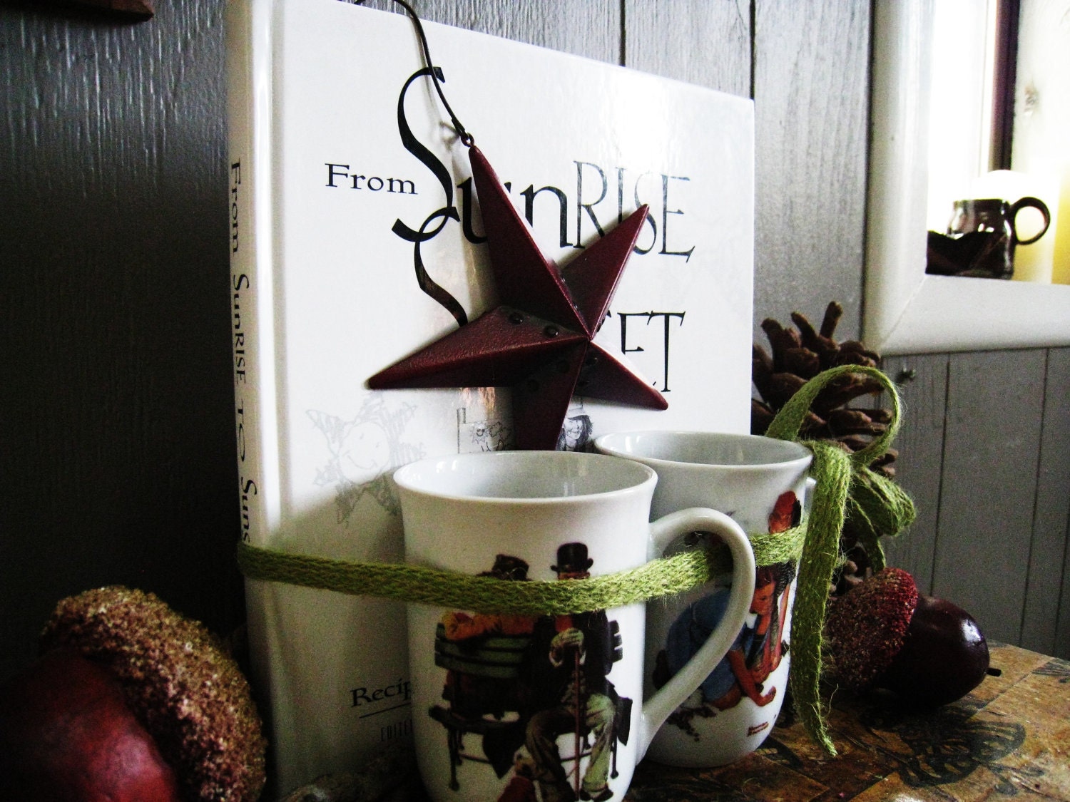 Norman Rockwell Mugs and Children's Cookbook Gift Set
