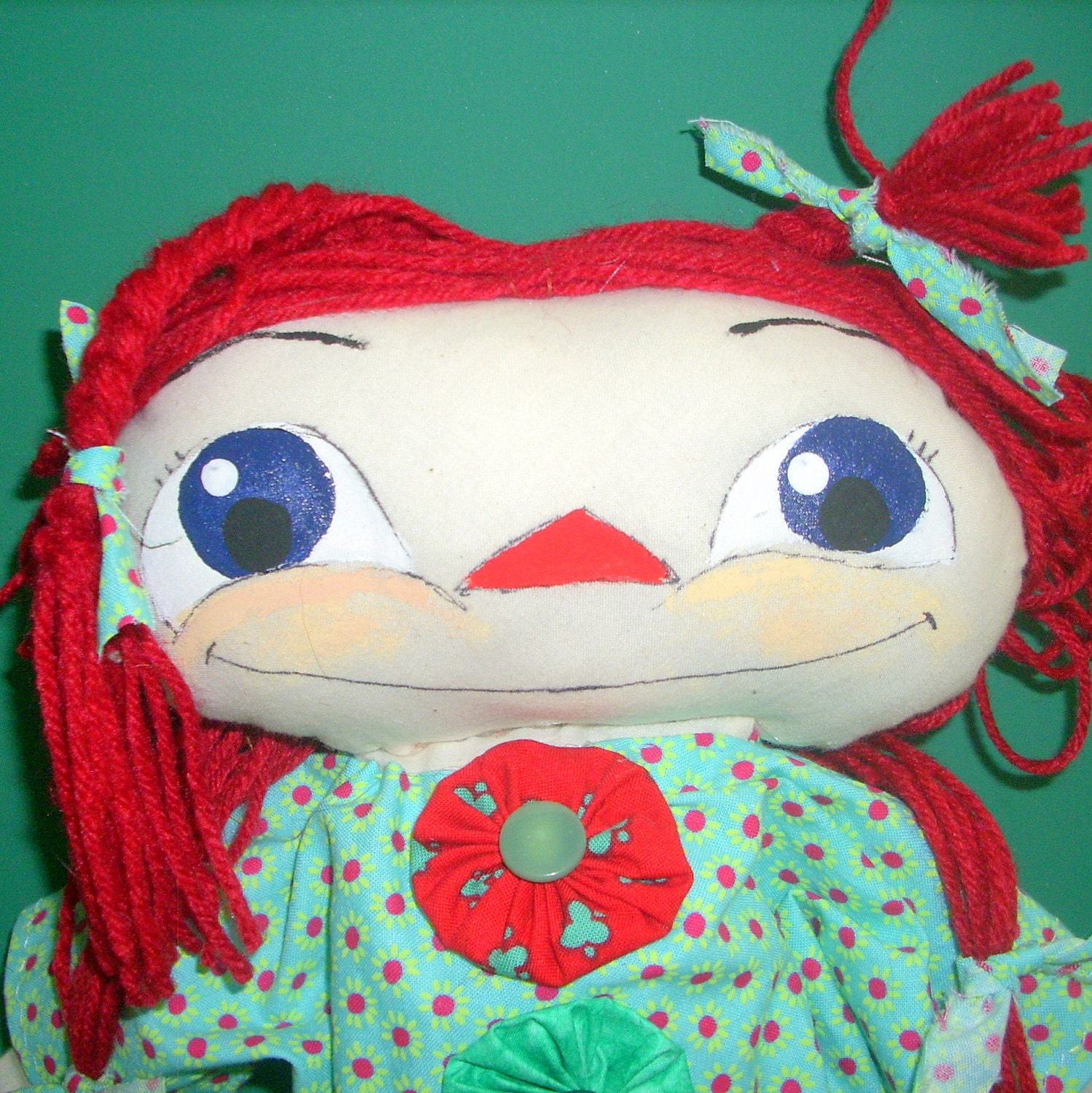 Raggedy Anne Doll Folk Art Primitive Handmade Home Decoration Art Doll Ooak Cloth Doll Home Decor Flour Sack Dress Original Design