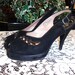 The Fabulous 1940's-Vintage Womens Black Suede Sling Back Platform Heels-by Nicholas Ungar/DeLiso Palter