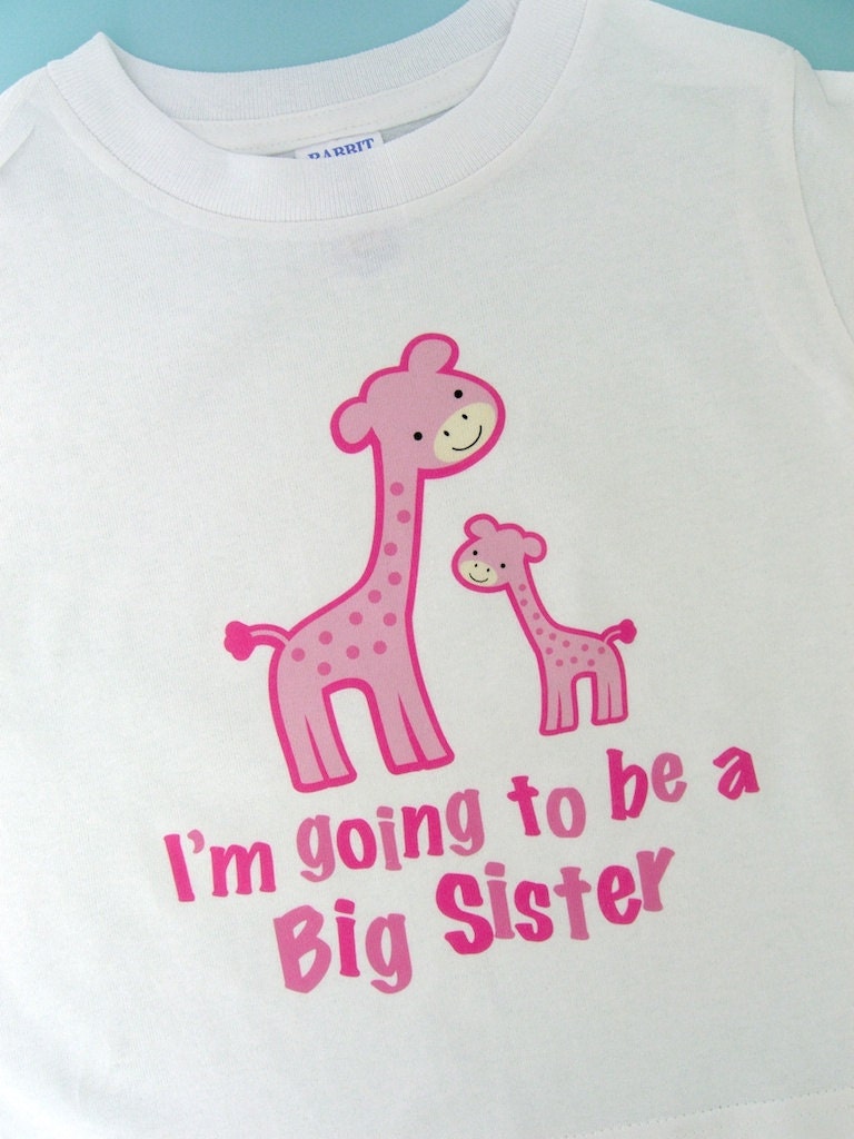 Big Sister Shirt, I'm Going to be a Big Sister Giraffe Tee Shirt, Cute Pink Giraffe Sister Shirt