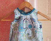BLUE ELEPHANT A-Line Dress - Size 1 - blue pachyderm print