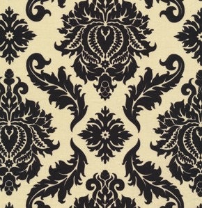 Aviary 2 Damask Cavern Black Cream - Manzanita Joel Dewberry - Freespirit Westminster Rowan Fabric - Fat Quarter 18 by 22