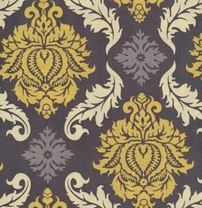 Aviary 2 Damask Granite Grey Cream - Manzanita Joel Dewberry - Freespirit Westminster Rowan Fabric - Fat Quarter 18 by 22