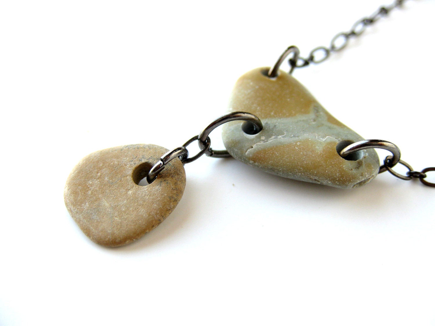 Natural Jewelry SALE - river rock necklace - Cairn Rock Collection Necklace, Orange Heart of Stone - 324