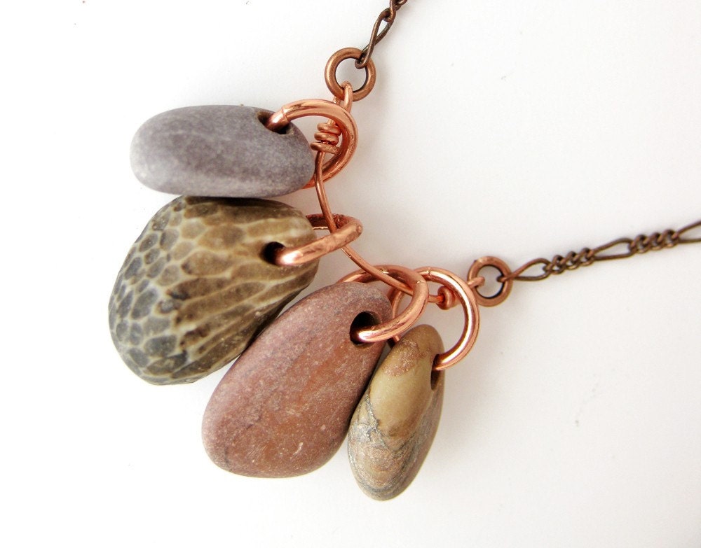 River Rocks Necklace, Gauguin - Natural stone jewelry - natural history necklace