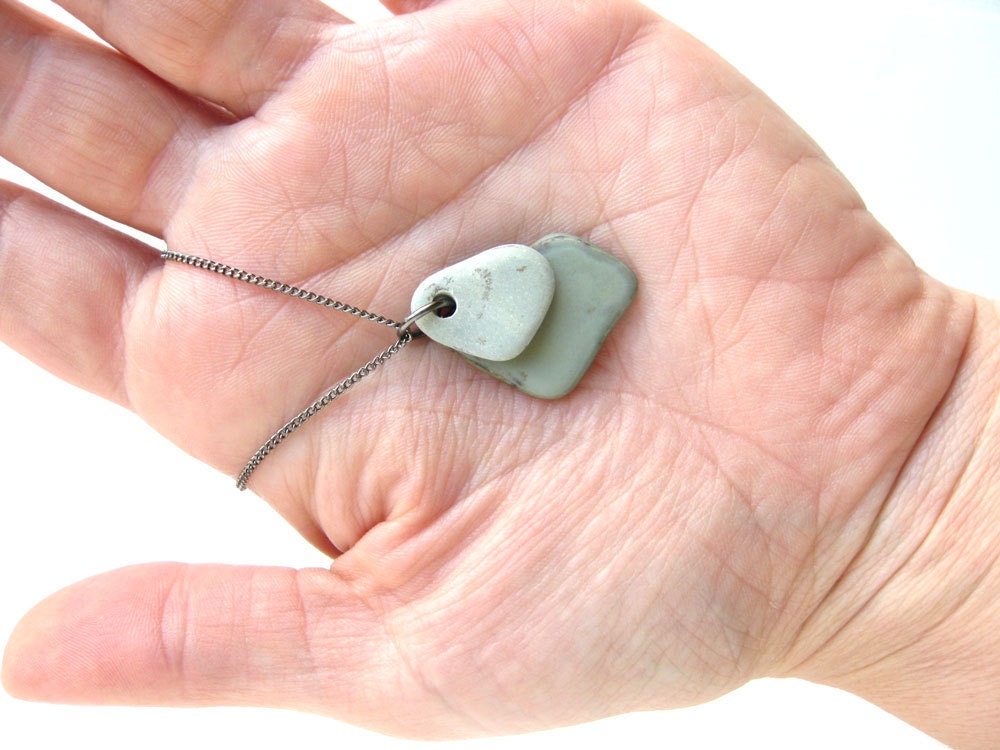 Natural Jewelry - Zen rock necklace handmade from natural stone. "Sage Greens" 027