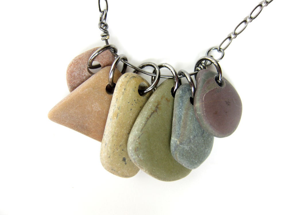 Rainbow stone necklace. Natural stone jewelry handmade by Jenny Hoople. "Rainbow Rocks Necklace" 499