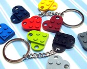 Heart Key Chain made from Genuine LEGO (r) Heart Pieces - You Choose Color